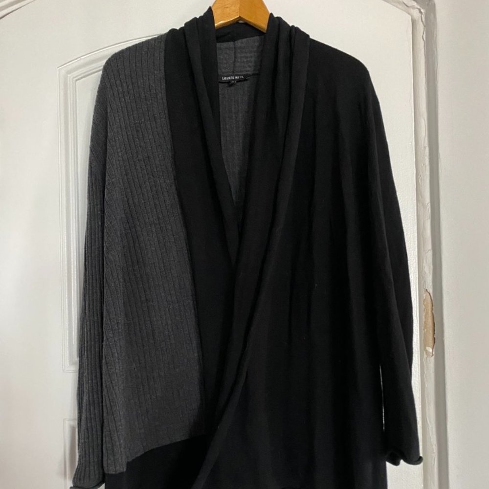 LAFAYETTE 148 Vanise Cashmere Cardigan In Black/ Grey